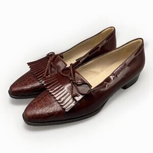 Bally Rebecca Womens 8M Tasseled Loafers Snakeskin Leather Brown Italy EUC